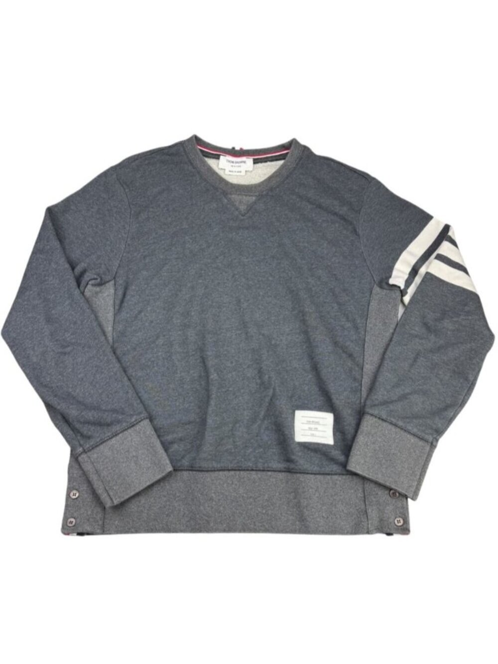 THOM BROWNE Slim-Fit Striped Loopback Cotton-Jersey Sweatshirt Size Medium Gray